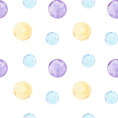 Watercolor seamless pattern with bubbles