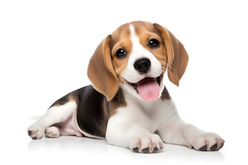 beagle puppy isolated on white - obrazy, fototapety, plakaty
