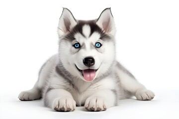 siberian husky puppy on white background