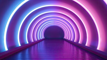 colorful tunnel illuminated with neon colors Generative AI