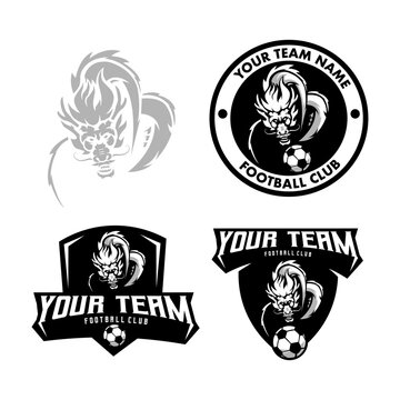 Dragon soccer mascot logo design illustration vector
