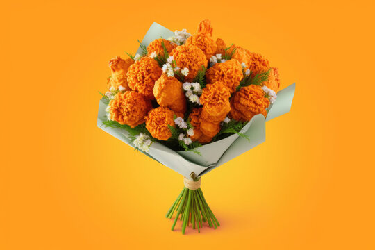 Bouquet of Fried chicken Drumstick as Flowers, Generative AI