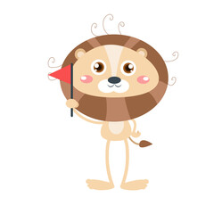vector cute lion standing cartoon vector icon illustration