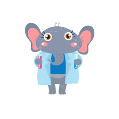 vector cute elephant scientist cartoon vector icon illustration