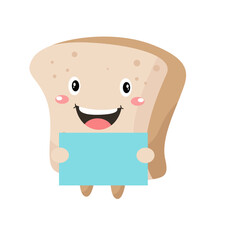 vector cute bread bring paper cartoon vector icon illustration