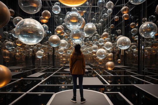 A kinetic art installation that incorporates movement and optical illusions. Generative Ai.