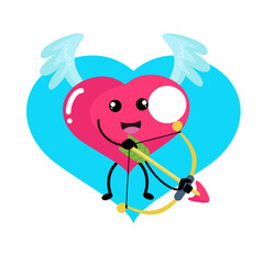 vector cute heart angel with a heart arrow cartoon icon illustration