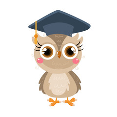  vector cute owl fresh graduate  cartoon vector icon illustration