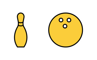 Bowling icon set for web and mobile app. bowling ball and pin sign and symbol.