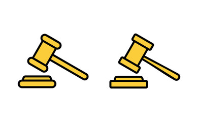 Gavel icon set for web and mobile app. judge gavel sign and symbol. law icon. auction hammer
