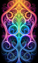 Geometic line pattern fractals swirls neon abstract