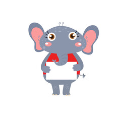  vector cute elephant holding paper cartoon vector icon illustration