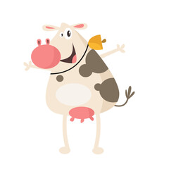 vector cute cow scientist yoga cartoon vector icon illustration 