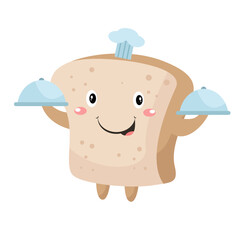 vector cute bread chef  cartoon vector icon illustration