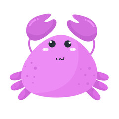 vector purple crab raise hand cartoon design illustration