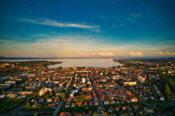 Sunset in Konstanz, Germany. Rhine River