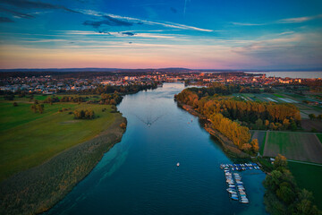 Sunset in Konstanz, Germany. Rhine River