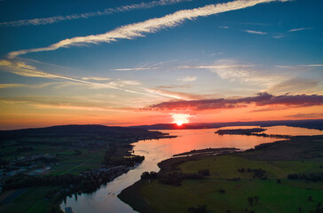 Sunset in Konstanz, Germany. Rhine River