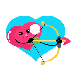 Vector cute heart  holding arrows character cartoon icon illustration.