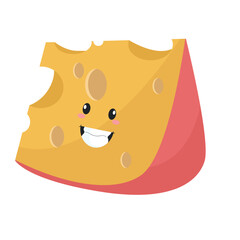 Vector cute funny  cheese character with a thick layer