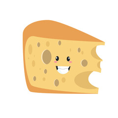 Vector cute funny  cheese character with a thick layer