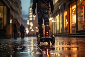 Person using a mobility aid to navigate a city street, illustrating the adaptation and determination required to live with chronic pain. Generative Ai.