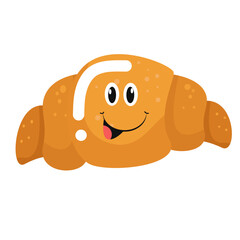  vector croissant with happy face 
