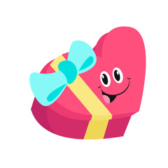 vector heart-shaped chocolate box with a happy face vector design valentines day 