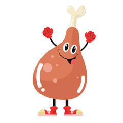 Vector funny cute happy chicken leg characters