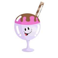  vector ice cream cartoon character on white background