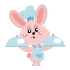 vector rabbit chef mascot logo cartoon cute 