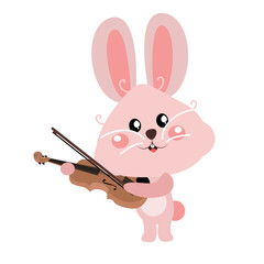 vector animal playing violin illustration