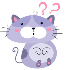 vector cute cat confused cartoon vector icon illustration animal nature icon