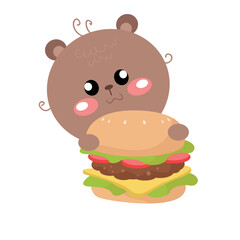 vector bear holding a burger