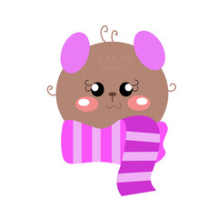 Fototapeta premium Vector beautiful outdoor bear with purple scarf craft 