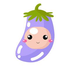 vector purple eggplant with a happy face