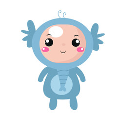 Cute boy cartoon wearing elephant costume