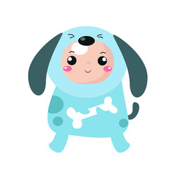 Child wearing costume of dog. cute vector illustration