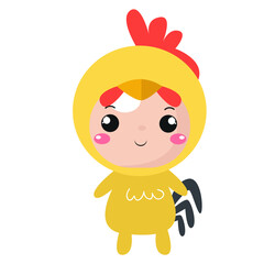 Little kid in chicken costume