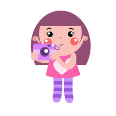 Girl holding camera taking picture