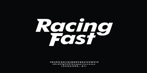 Racing Fast simple bold sans sporty font, italic modern, youth design style for logo and branding	