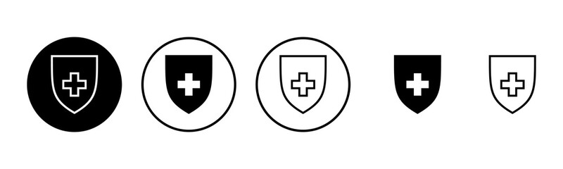Health insurance icon set illustration. Insurance document sign and symbol