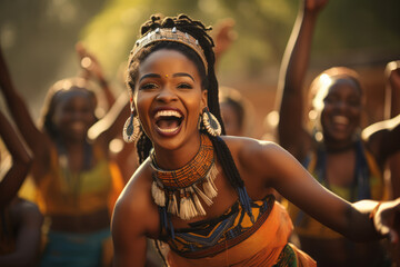 Traditional South African dancers showcasing their vibrant culture through energetic performances....