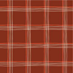 Festive Hand-Drawn Checked Vector Seamless Pattern. Classic Style with Watercolor Effect. Christmas Tartan Plaid.