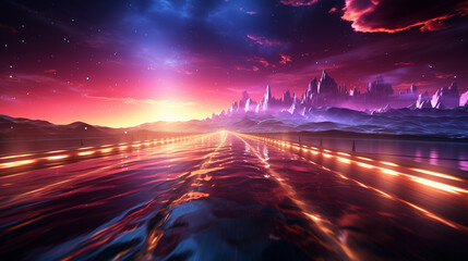 red neon aurora color background