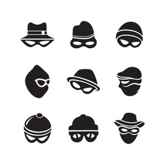 Set of thief, burglar, robber icon logo vector illustration template