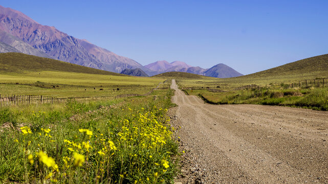 Vemos el hermoso camino Las Carreras , que une el departamento de Lujan con el de Tupungato , digno de ver por sus valles y montañas  a 2000 metros de altura provincia de Mendoza Arg