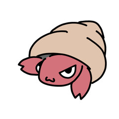 cute hermit crab transparent background vector illustration