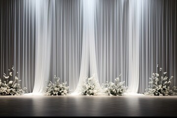 wedding backdrop aesthetic flower decoration white cream indoor minimalist studio background