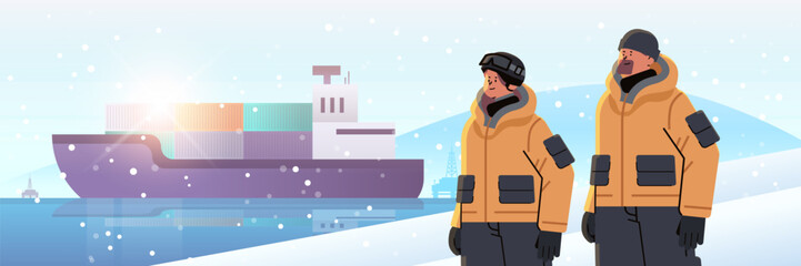 oilmen or gasmen standing together near facility station workers in uniform technician maintenance expedition service concept